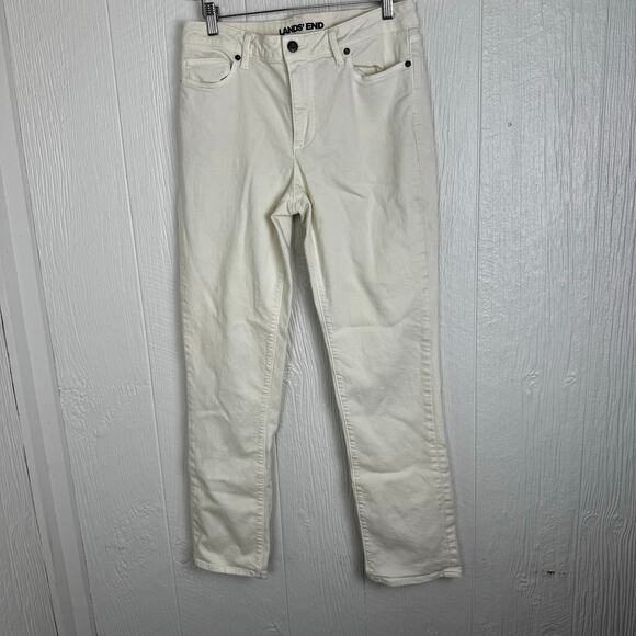 Lands’ End Mid Rise Staight Jean Cream Size 10 Off White Casual Neutral Ivory - Picture 8 of 10